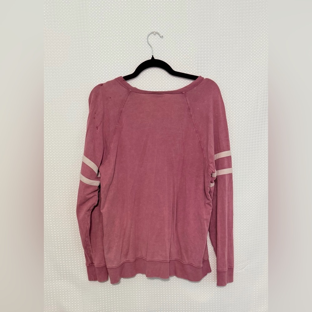 Torrid Mineral Wash Varsity Sweatshirt 1X Pink & White Crew Neck Long Sleeve - Picture 5 of 6